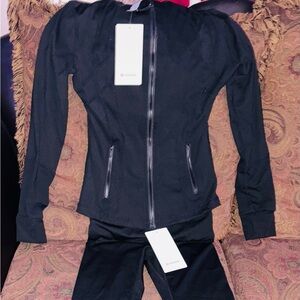 Women's Black Lululemon Active Zip-Up Jacket & Leggings Set